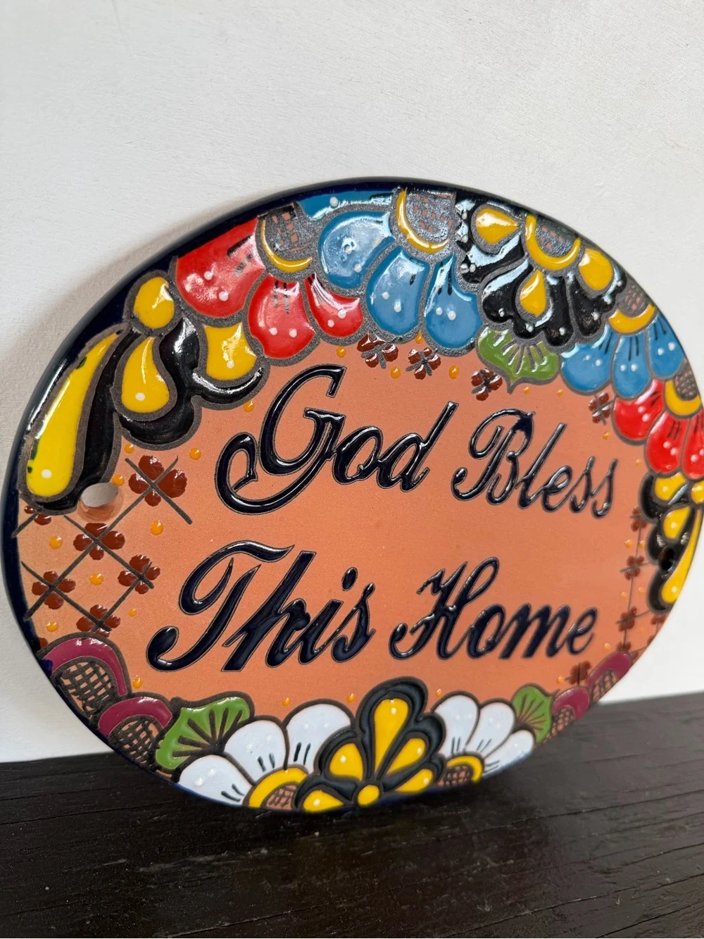 Talavera God Bless This Home Decorative Wall Plaque - Multicolor